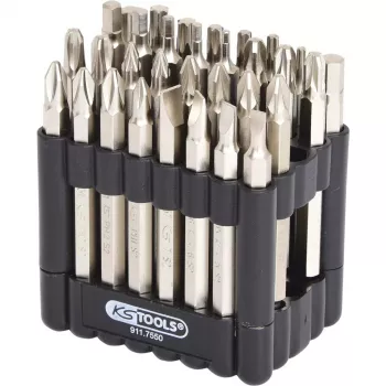 Juego de puntas de destornillador KS Tools 911.7550 — 32 piezas, níquel, 75 mm, vástago hexagonal 1/4