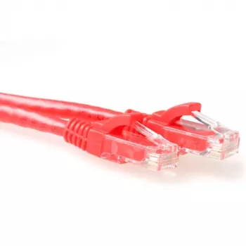 ACT rojo 20 m cable de red U/UTP CAT6 sin pestaña con conectores RJ45