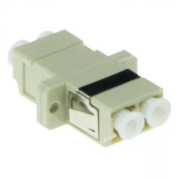 Adaptador de fibra óptica ACT LC dúplex multimodo OM1/OM2 con brida, LC/LC, marfil, multimodo, cerámica, OM1, 1 ud.