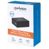 Manhattan Smart Video Multiport Dock, conexiones (x5): conector HDMI, USB-A (x2), USB-C (x2), con Power Delivery al conector USB-C, alimentación interna, ultraligero, cable de alimentación desmontable, negro, tres años de garantía, caja de venta al por menor