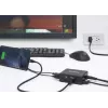 Manhattan Smart Video Multiport Dock, conexiones (x5): conector HDMI, USB-A (x2), USB-C (x2), con Power Delivery al conector USB-C, alimentación interna, ultraligero, cable de alimentación desmontable, negro, tres años de garantía, caja de venta al por menor