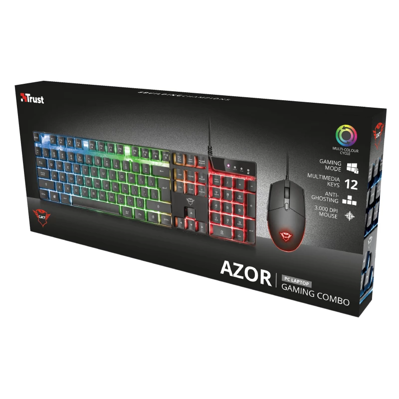 Trust GXT 838 Azor Teclado y ratón gaming USB alemán negro