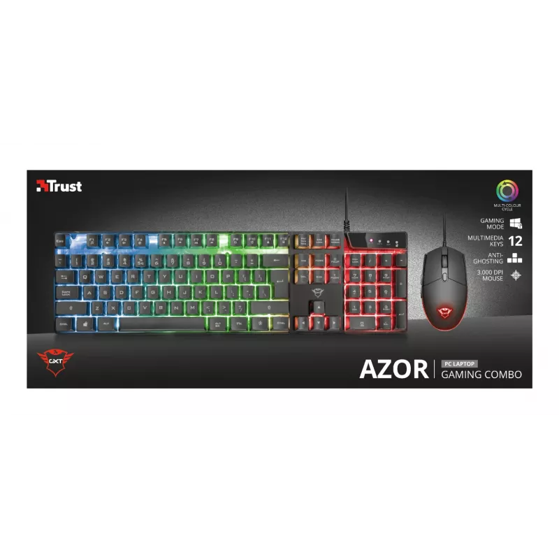 Trust GXT 838 Azor Teclado y ratón gaming USB alemán negro