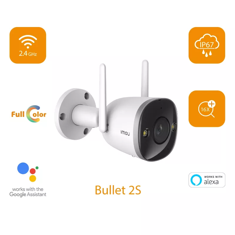 Imou Bullet 2S, cámara de vigilancia IP, interior, con cable e inalámbrica, exterior, CE, FCC, techo/pared