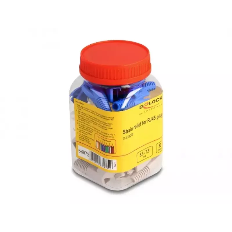 DeLOCK alivio de tensión para conector macho RJ45 recortable, set de 50 uds. multicolor