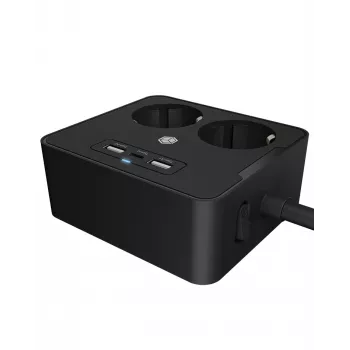 ICY BOX IB-MPS2220B-CH alargador 1,9 m 2 tomas AC para interior negro