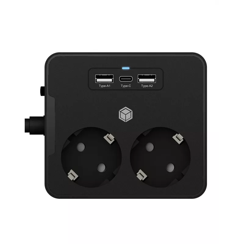 ICY BOX IB-MPS2220B-CH alargador 1,9 m 2 tomas AC para interior negro
