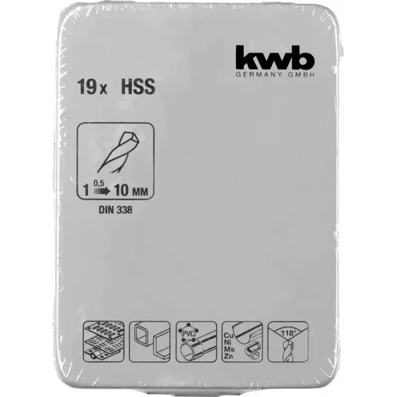Set de brocas KWB 421944 19 uds. 1,0 - 10 mm brocas helicoidales