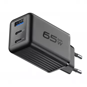 Cellularline Multipower Micro cargador rápido ultracompacto de 65W con 3 conexiones