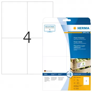 Labels A4 HERMA 10909 blanca extra adherente papel mate 100 unidades