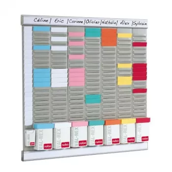 Nobo Kit de planificador de oficina T-Card 24 ranuras, blanco, 480 mm, 480 mm, 1,97 kg, 497 mm, 37 mm