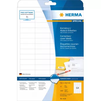 Etiquetas correctoras/de cobertura HERMA A4 48,3x16,9 mm 1600 unidades