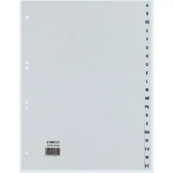 Rexel registro de PP, gris, alfabético, separador alfabético, polipropileno (PP), gris, A4+, 246 mm, 297 mm