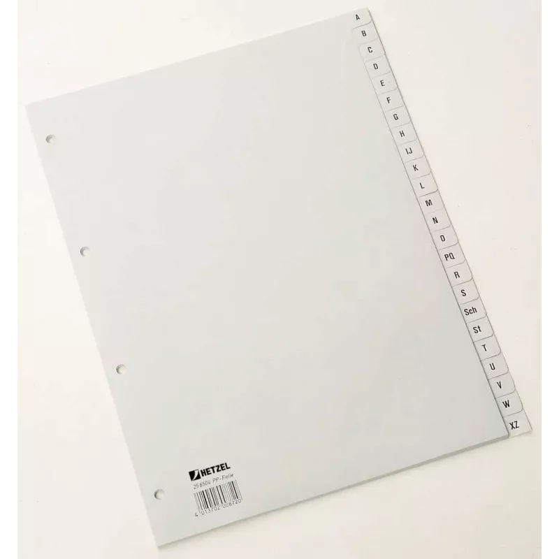 Rexel 25650481 Separadores de PP, A-Z, 24 pestañas, A4, polipropileno (PP), gris, 226 mm