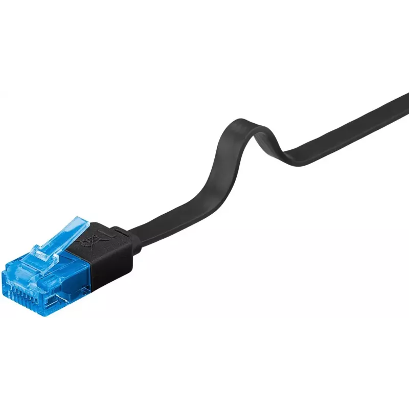 Cable de parcheo plano Goobay CAT 6A U/UTP negro 5 m