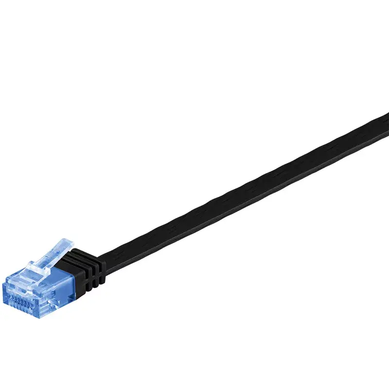Cable de parcheo plano Goobay CAT 6A U/UTP negro 5 m