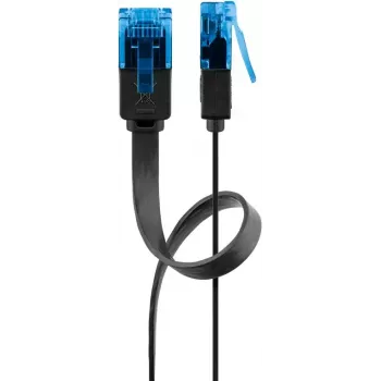 Cable de parcheo plano Goobay CAT 6A U/UTP negro 5 m