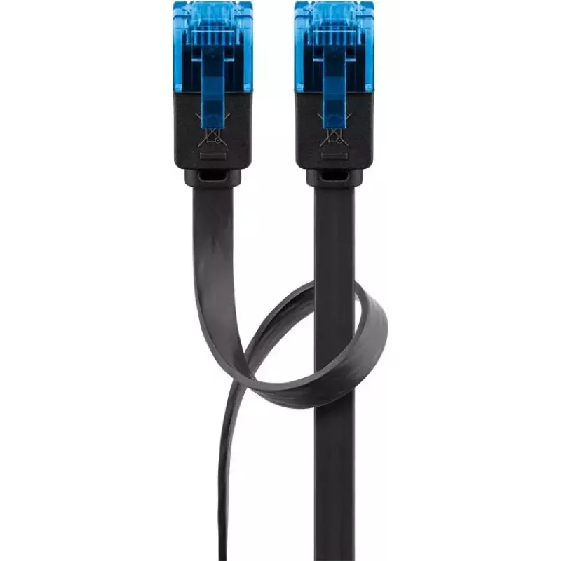 Cable de parcheo plano Goobay CAT 6A U/UTP negro 7 m