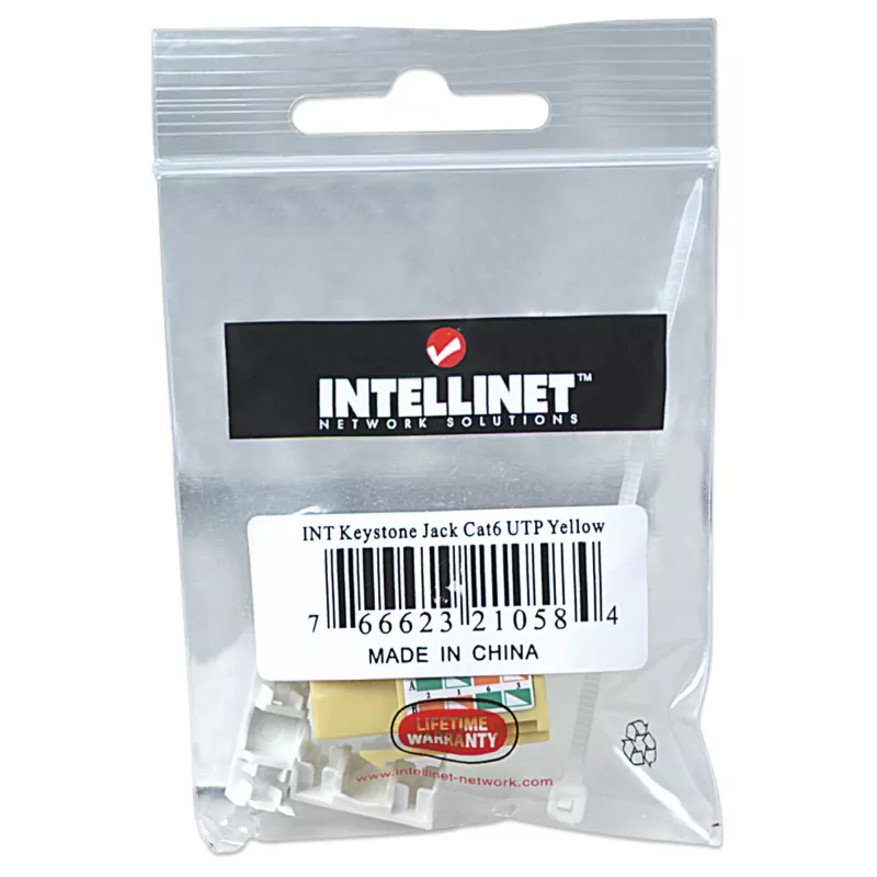 Intellinet 210584 conector Keystone, Cat6, UTP, Punch-down, amarillo
