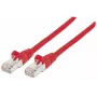 Cable de red Intellinet, cable Cat7/conector Cat6A, 0,25 m, rojo, cobre, S/FTP, LSOH/LSZH, PVC, RJ45, contactos dorados, sin pestaña, moldeado, garantía de por vida