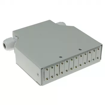 ACT caja de terminación de fibra óptica para carril DIN sin equipar, 12 puertos, fibra óptica, marfil, 130 mm, 130 mm, 45,3 mm, caja