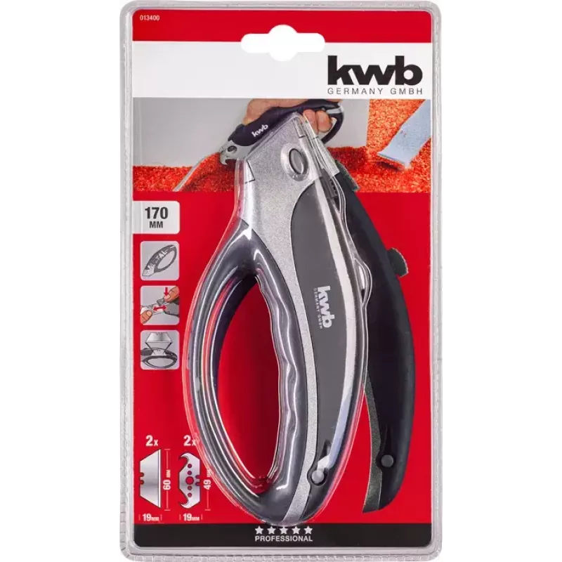 Cúter KWB 013400 negro hoja de afeitar 170 mm de largo hoja de 6 cm