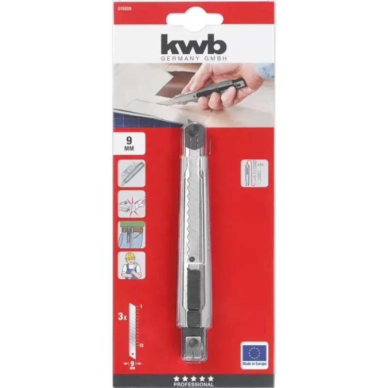 Cúter KWB 015609 cúter de hoja recambiable 145 mm de largo 9 mm de ancho