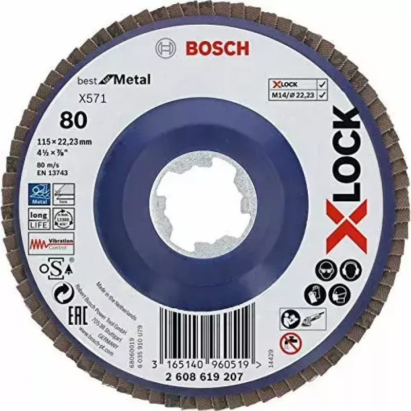 Disco de lijado Bosch 115 mm, grano 80, modelo 2608619207