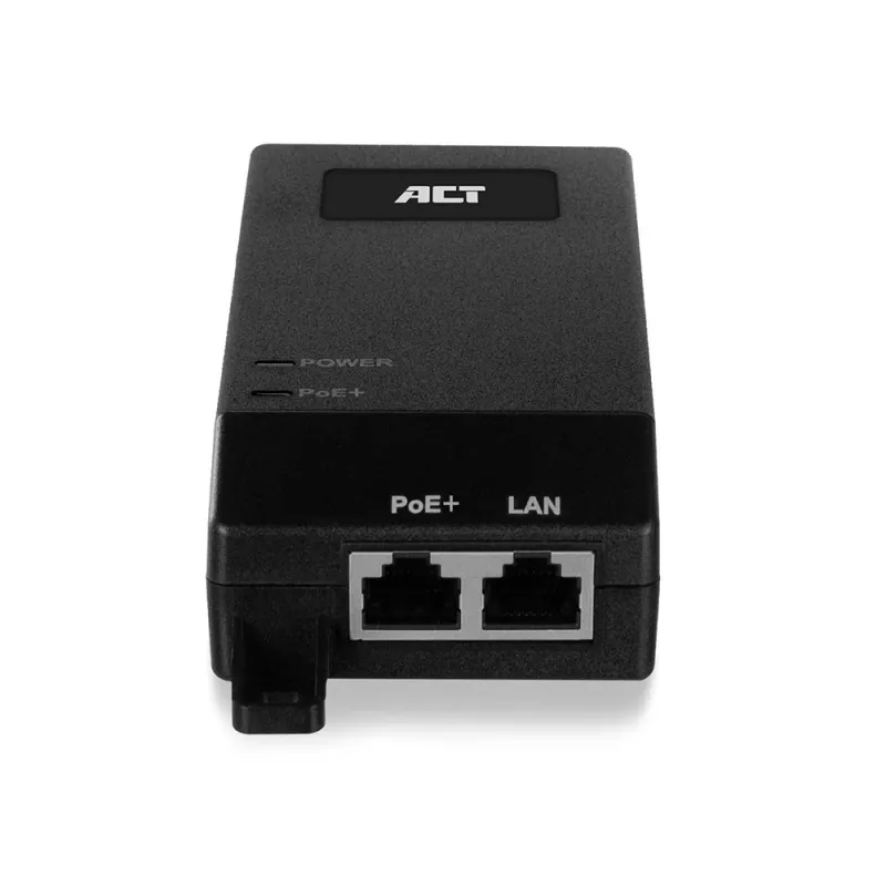 ACT AC4438 inyector PoE+ Gigabit, 10/100/1000 Mbit/s, IEEE 802.3/802.3ab/802.3af/802.3at/802.3u, 30 V, 100-240 V, negro