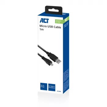 ACT Cable de carga y datos USB 2.0 conector A - conector Micro-B, 1 metro