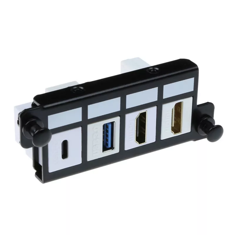 ACT Placa adaptadora para 4 x Keystone FTP, adaptador, negro, 1 ud.