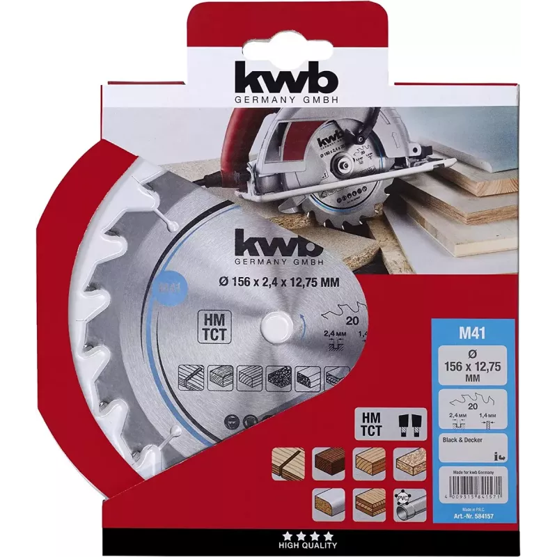 KWB 584157 hoja de sierra circular de metal duro, 156 x 12,75 mm