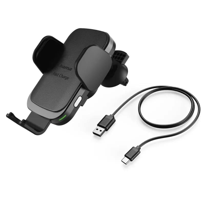 Hama FC10 Motion smartphone negro, metálico mechero de coche carga inalámbrica carga rápida coche