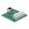 DeLOCK conector hembra RJ50 a regleta con botón a presión para carril DIN en ángulo