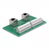 DeLOCK RJ50 2 x conector hembra a 2 x bloque de terminales con botón a presión para carril DIN en ángulo