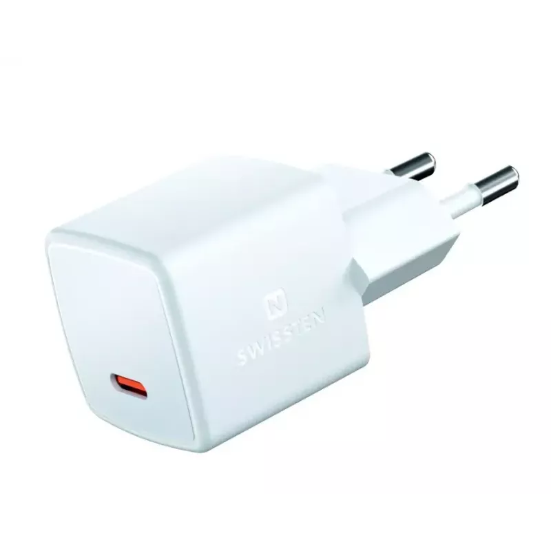 SWISSTEN cargador de viaje mini GaN 25W PD USB-C cargador rápido para teléfonos y tablets