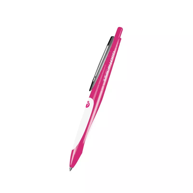 Bolígrafo retráctil con clip Herlitz my.pen rosa blanco azul