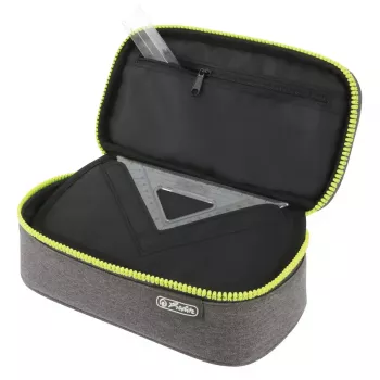 Estuche Herlitz beatBox ABC poliéster gris amarillo 225x120x70mm