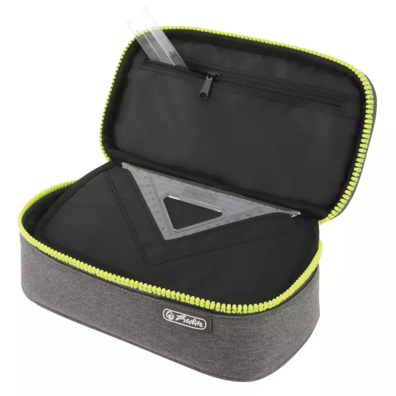 Estuche Herlitz beatBox ABC poliéster gris amarillo 225x120x70mm