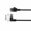 ACT Negro 0,5 metros Cable de red U/UTP CAT6A LSZH Slimline con conectores RJ45 90° acodado izquierda a recto