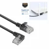 ACT Negro 0,15 metros Cable de red U/UTP CAT6A LSZH Slimline con conectores RJ45 90° acodado izquierda a recto