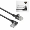 ACT Negro 0,25 metros Cable de red U/UTP CAT6A LSZH Slimline con conectores RJ45 90° acodado izquierda a recto
