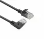 ACT Negro 0,5 metros Cable de red U/UTP CAT6A LSZH Slimline con conectores RJ45 90° acodado derecha a recto
