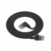 ACT Negro 0,5 metros Cable de red U/UTP CAT6A LSZH Slimline con conectores RJ45 90° acodado derecha a recto