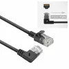 ACT Negro 0,5 metros Cable de red U/UTP CAT6A LSZH Slimline con conectores RJ45 90° acodado derecha a recto