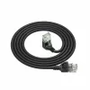 ACT Negro 0,5 metros Cable de red U/UTP CAT6A LSZH Slimline con conectores RJ45 90° acodado hacia abajo a recto