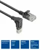ACT Negro 0,5 metros Cable de red U/UTP CAT6A LSZH Slimline con conectores RJ45 90° acodado hacia abajo a recto