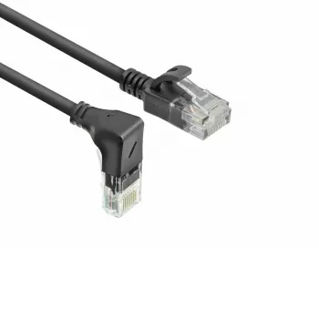 ACT Negro 0,15 metros Cable de red U/UTP CAT6A LSZH Slimline con conectores RJ45 90° acodado hacia abajo a recto