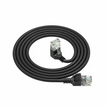ACT Negro 0,15 metros Cable de red U/UTP CAT6A LSZH Slimline con conectores RJ45 90° acodado hacia abajo a recto