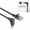 ACT Negro 0,25 metros Cable de red U/UTP CAT6A LSZH Slimline con conectores RJ45 90° acodado hacia abajo a recto